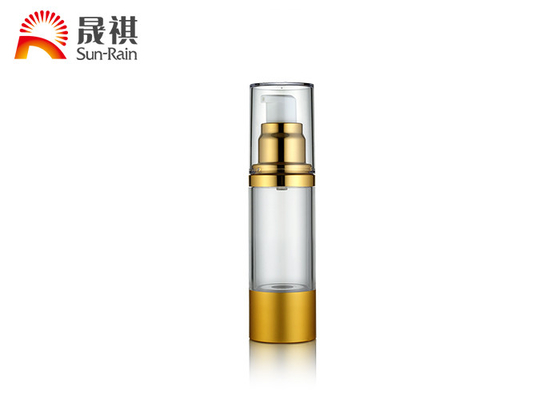 Niestandardowe Butelki pompki bezpowietrznej Cosmetic Transparent Golden Collar AS Body SR-2108C