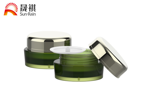 Zielony PMMA 15g 30g 50g Podwójne ścianki plastikowe słoiki Okrągły słoik kosmetyczny SR-2302