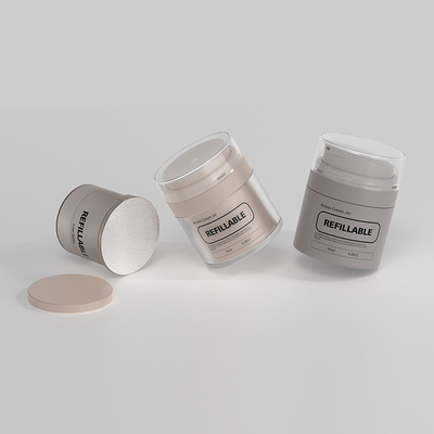 Bezpłatna próbka 50 ml powtórnie wypełniająca się butelka bezpowietrzna z pompą do kremu serumowego
